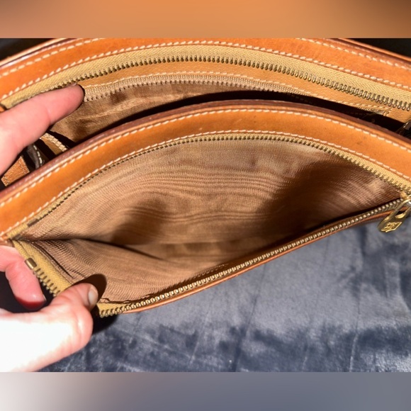 Celine Brown Clutch with Textured Fabric and Gold Zipper - Picture 2 of 9